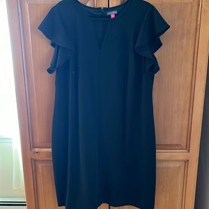 Vince Camuto 2X black flutter sleeve dress like new